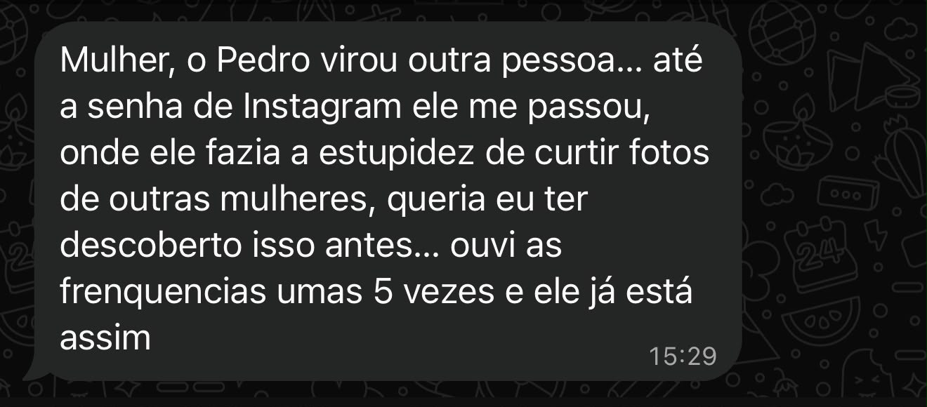 Mensagem de depoimento enviada por Marcela Munis